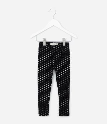 Calça Legging Infantil com Estampa Poá - Tam 1 a 5 Anos