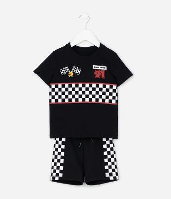 Conjunto Infantil com Estampa Super Racer - Tam 1 a 6 Anos