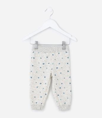 Calça Jogger em Moletom com Felpa com Estampa de Blueberry - Tam 0 a 18 Meses