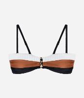 Biquini Top Bandeau em Microfibra com Bloco de Cor e Aviamento no Busto - 1