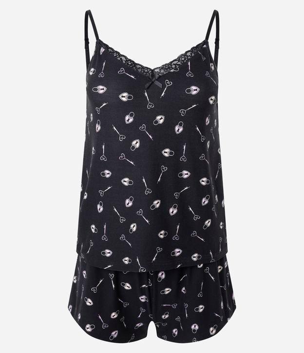 Pijama Short Doll Alcinha em Peach Touch e Estampa de Chaves - 2