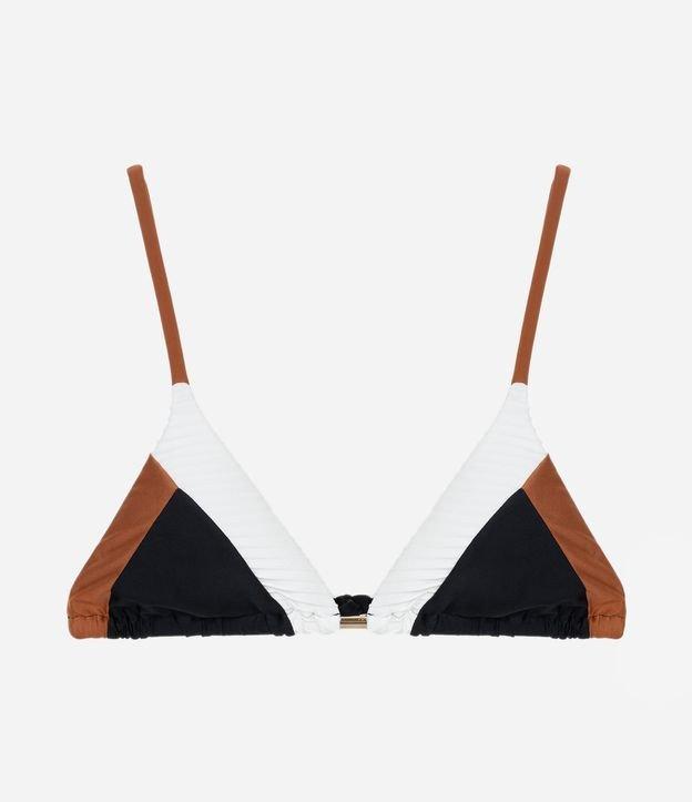 Biquíni Top Cortininha em Microfibra com Bloco de Cor e Aviamento - 1