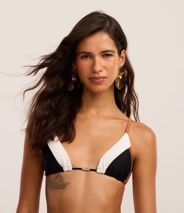 Biquíni Top Cortininha em Microfibra com Bloco de Cor e Aviamento - 2