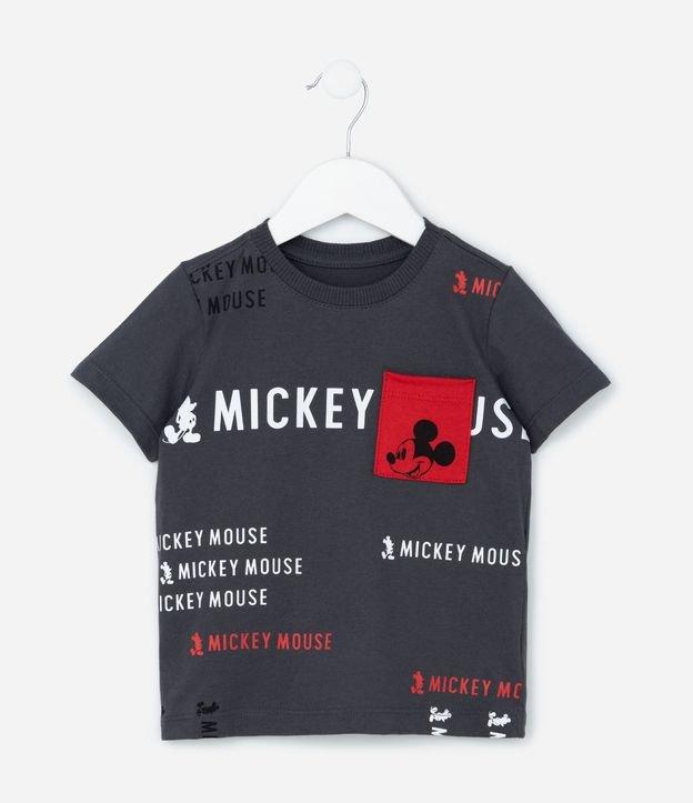 Camiseta Infantil com Bolsinho e Estampa Mickey Mouse - Tam 1 a 6 Anos - 1