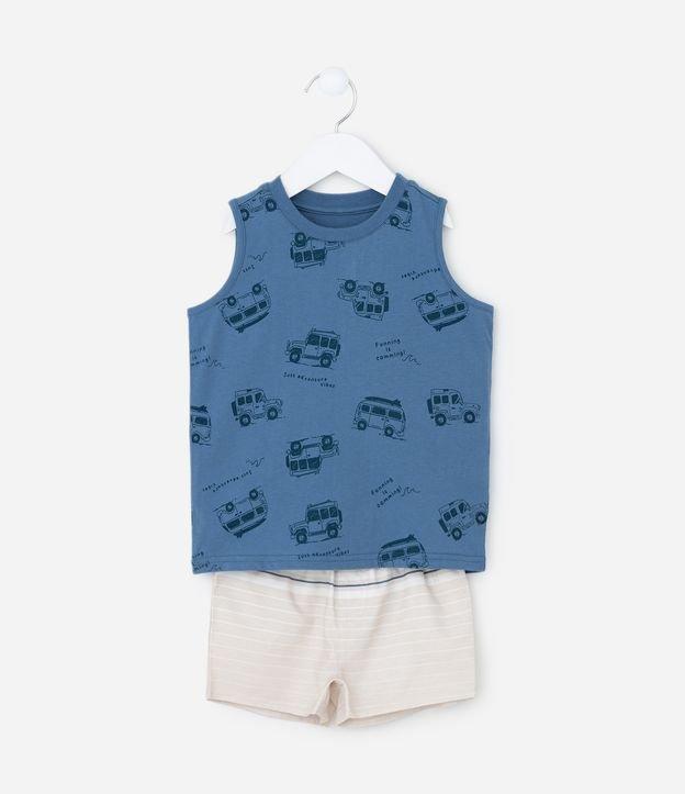 Conjunto Infantil com Estampa de Carros e Listras - Tam 1 a 6 Anos - 1