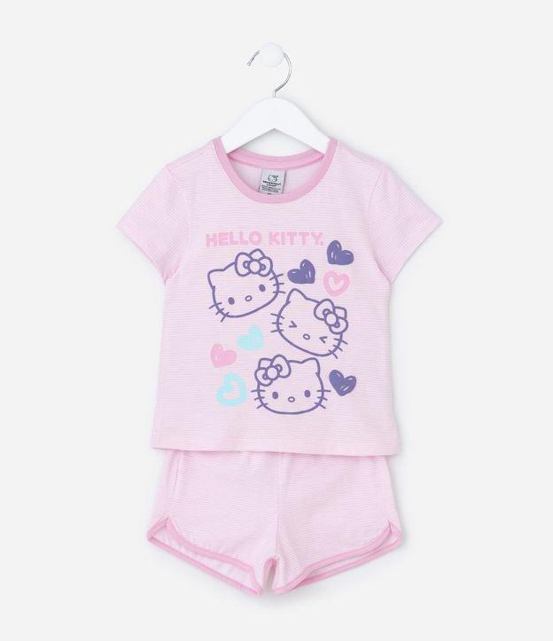 Pijama Curto Infantil com Estampa Listrada Hello Kitty - Tam 2 a 6 Anos - 1