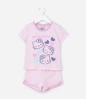 Pijama Curto Infantil com Estampa Listrada Hello Kitty - Tam 2 a 6 Anos - 1