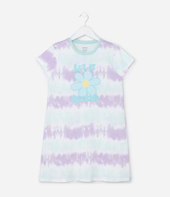 Camisola Infantil com Estampa Tie Dye e Margarida -Tam 5 a 14 Anos