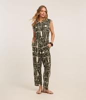 Macacão Longo em Viscose Texturizada com Estampa Geométrica - 2