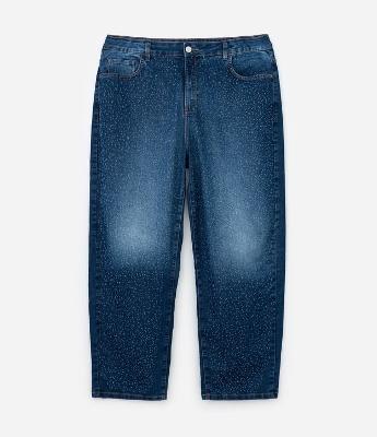 Calça Reta em Jeans com Elastano Efeito Laser Curve & Plus Size