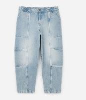 Calça Cenoura em Jeans com Bolsos Cargo e Lavagem Dirty Curve & Plus Size - 1