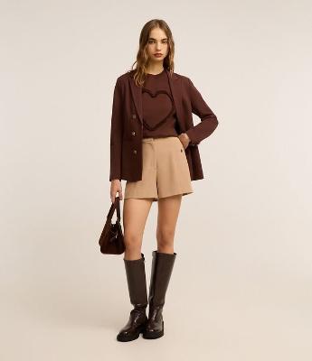 Short Alfaitado Cintura Alta com Bolsos Laterais
