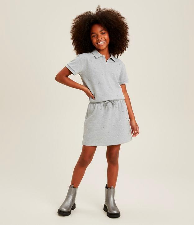 Camiseta Polo Infantil em Moletinho com Aplicação de Strass - Tam  5 a 14 Anos - 2