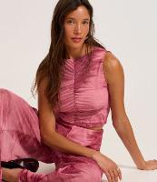 Blusa sem Manga em Tule com Recorte Franzido - 1