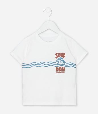 Camiseta Infantil com Estampa Surf Day - Tam 1 a 6 Anos