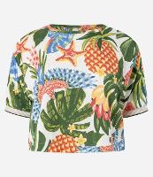 Blusa Cropped em Viscose com Estampa Tropical - 1