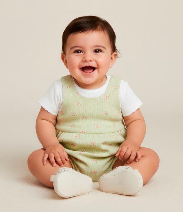 Conjunto Infantil com Estampa Floral Liberty Canelado - Tam 0 a 18 Meses - 2