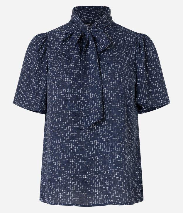 Blusa em Chiffon com Gola Laço e Estampa Geométrica - 1