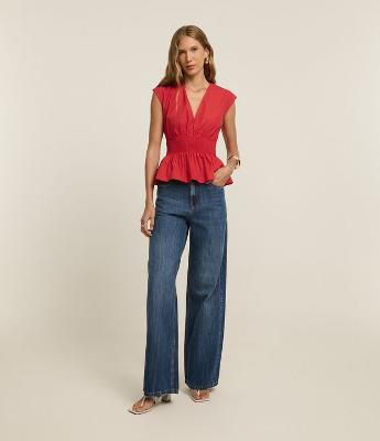 Blusa Peplum com Lastex na Cintura