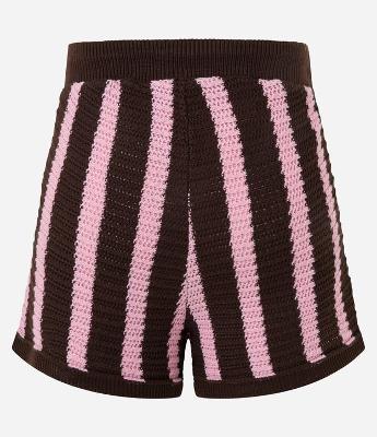 Short Cintura Alta em Tricô com Listras e Amarração