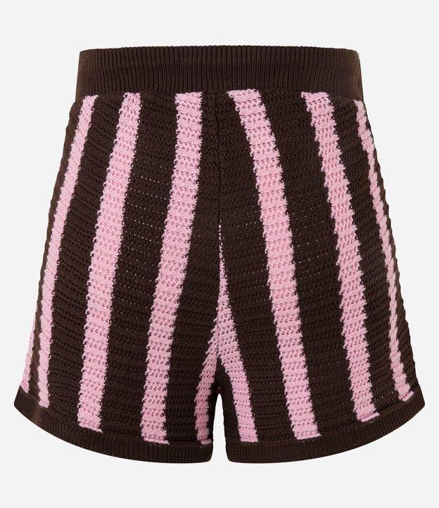 Short Cintura Alta em Tricô com Listras e Amarração - 1