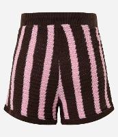 Short Cintura Alta em Tricô com Listras e Amarração - 1