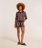 Short Cintura Alta em Tricô com Listras e Amarração - 3