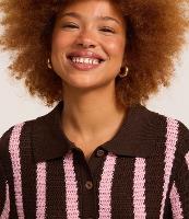 Blusa em Tricô com Gola Polo e Listras Verticais - 2