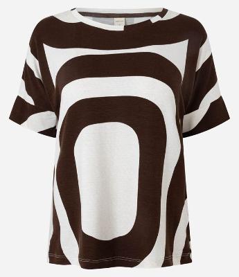 Blusa em Viscose com Manga Recortada e Estampa Geométrica