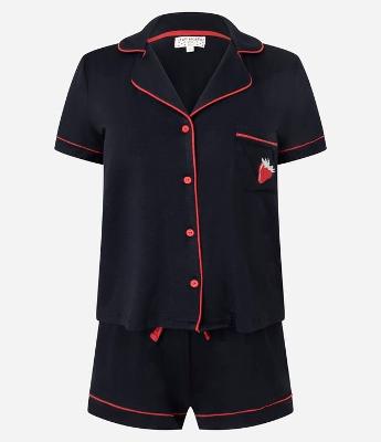 Pijama Short Doll Americano com Bordado de Moranguinho