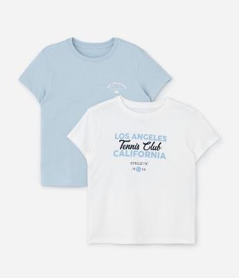 Kit 02 Blusas Infantis em Algodão com Estampa Lettering 1996 - Tam 5 a 14 Anos