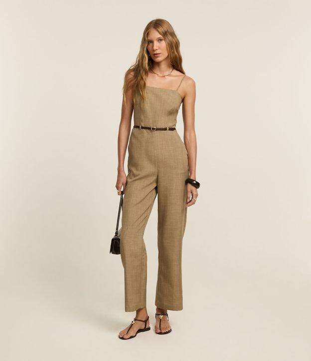 Macacão Alfaiataria com Alça Fina e Cinto de PU - 3