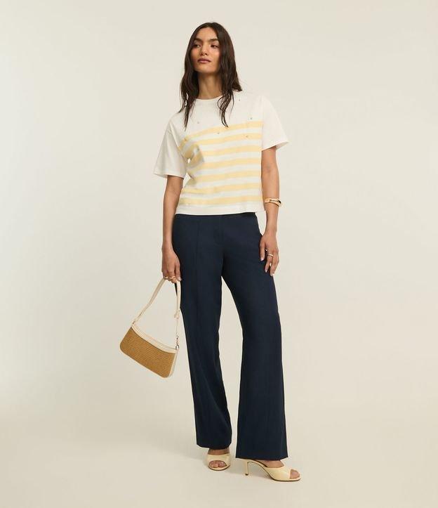 Camiseta Listrada em Algodão com Pedras de Strass - 2