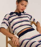 Blusa em Tricô com Gola Polo e Listras Variadas - 2