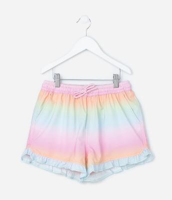 Short Regular Infantil em Microfibra com Estampa Tie Dye -Tam 5 a 14 Anos