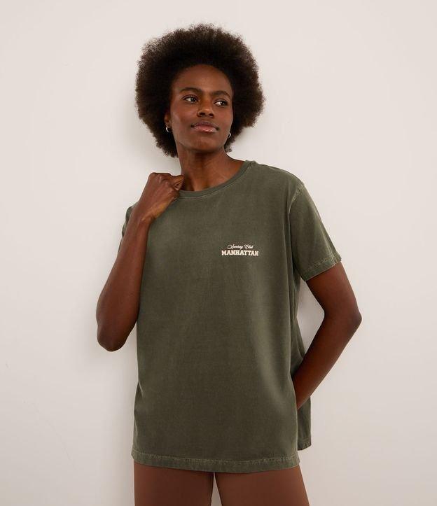 Camiseta Oversized Esportiva em Algodão Estonado com Estampa Manhattan - 1