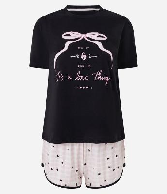 Pijama Short Doll em Algodão com Estampa de Laço