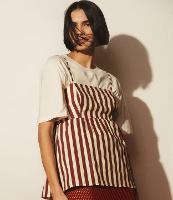 Blusa Peplum de Alça em Tricoline com Listras Verticais - 1