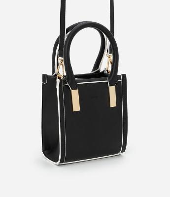 Bolsa Transversal Pequena com Detalhes Bipolar