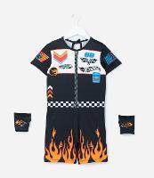 Macacão Infantil com Luva e Estampa Hot Wheels - Tam 3 a 8 Anos - 1