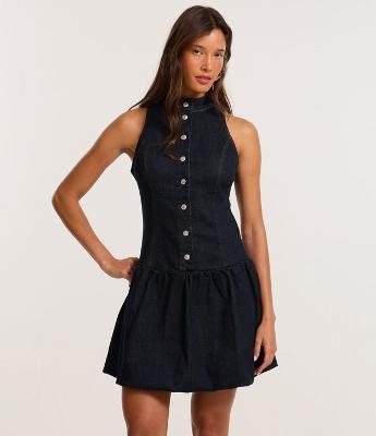Vestido Jeans Balonê com Abotoamento Frontal
