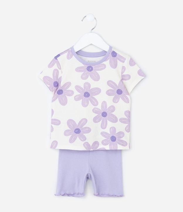 Pijama Curto Infantil com Estampa Floral - Tam 2 a 6 Anos - 1