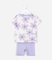 Pijama Curto Infantil com Estampa Floral - Tam 2 a 6 Anos - 1