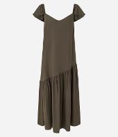 Vestido Longo em Chalis com Babado Assimétrico - 1