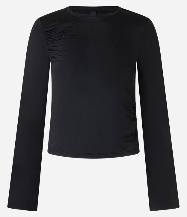 Blusa em Poliamida com Franzido no Ombro e Mangas Godê - 1