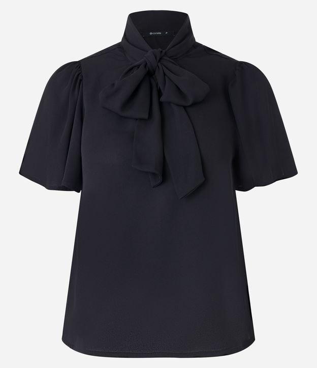 Blusa em Chiffon com Gola Laço e Manga Bufante - 1