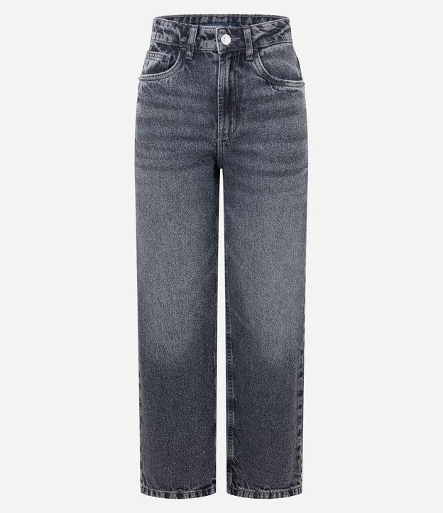 Calça Reta Cropped em Jeans com Leve Desgaste - 1