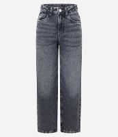 Calça Reta Cropped em Jeans com Leve Desgaste - 1