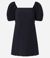 Vestido Reto Curto em Tricoline com Manga Bufante - 1