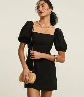 Vestido Reto Curto em Tricoline com Manga Bufante - 2